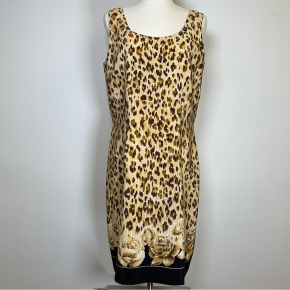 Bloomingdale’s Silk Sleeveless Animal Print Dress Size 12 - Picture 1 of 12